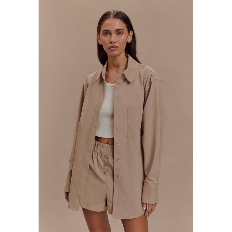 Campbell Cotton Oversized Shirt – Sand XXS