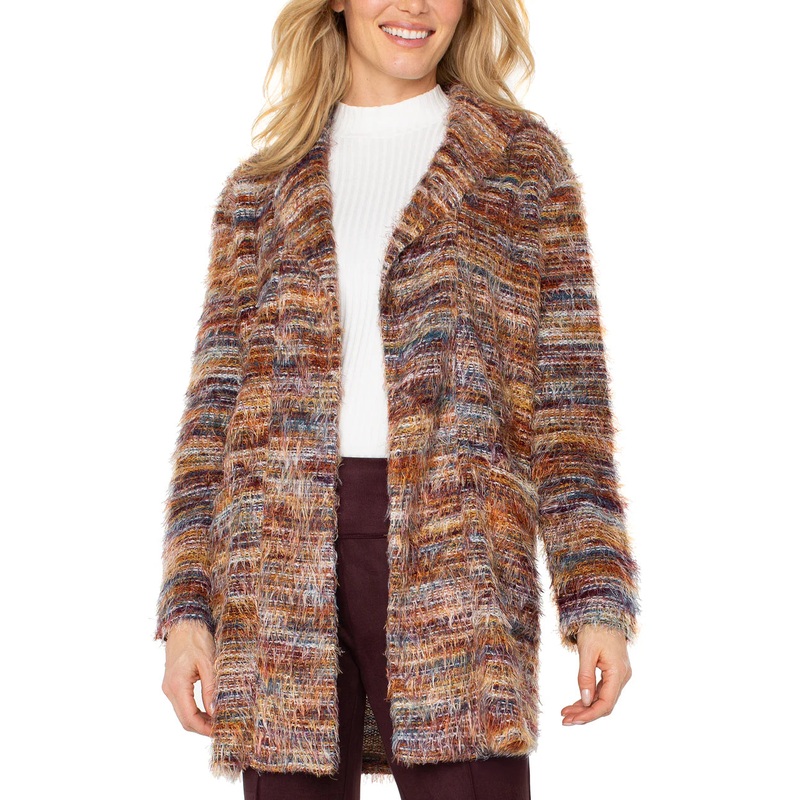 Liverpool Long Sleeve Open Front Cardigan XSmall Multi Heather