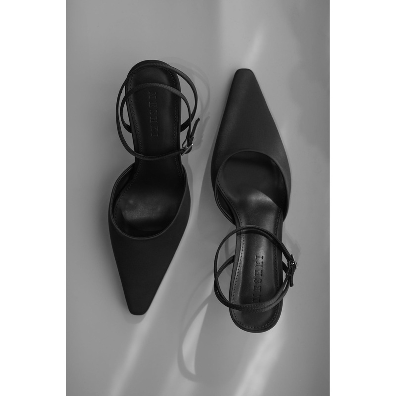 Marley Satin Pointed Heel – Black 35