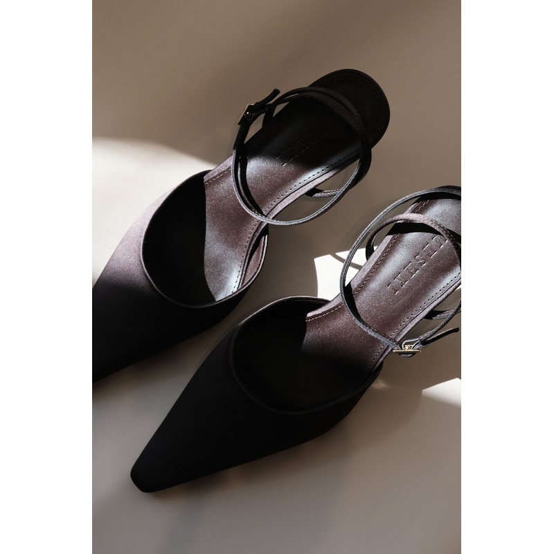 Marley Satin Pointed Heel – Chocolate 35