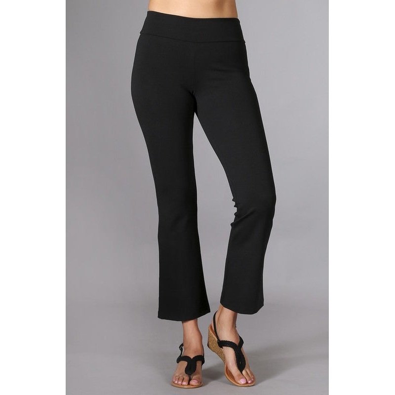 Cropped Capri Pants w/ Bell Flare Small Black