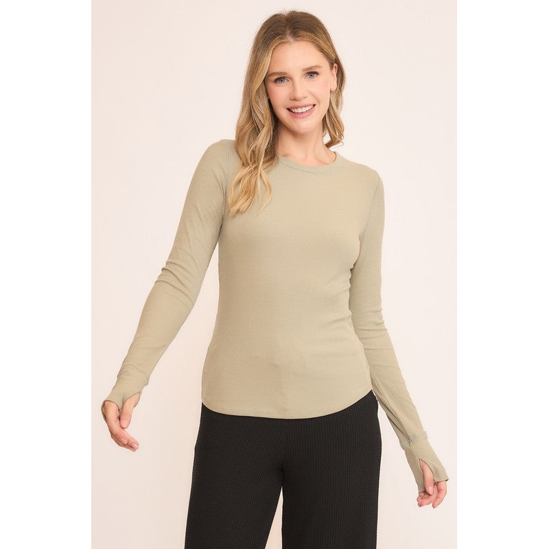 Heavy Baby Rib Fitted Top Small Mocha