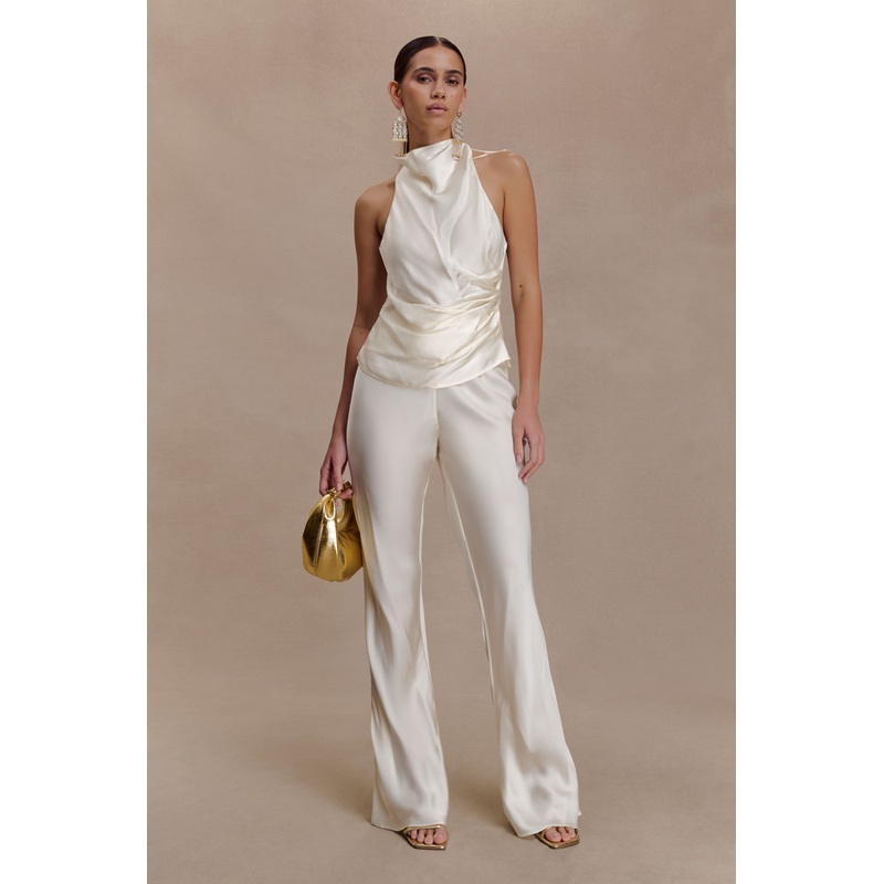 Bianca Satin Pants – Ivory XXS