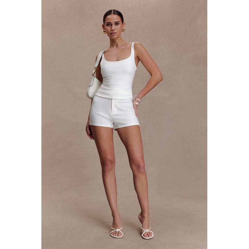 Blanca Stretch Crepe Shorts – White XXS