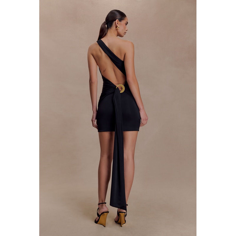 Claudette Slinky Mini Dress With Hardware – Black XXS