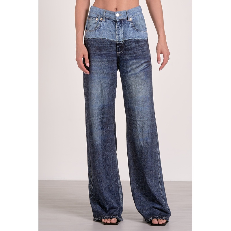 Elan 2 Tone Wide Leg Pants Denim 2 Tone XSmall