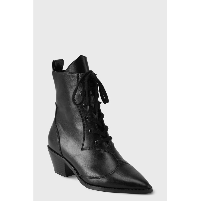 Raven Pointed-Toe Bootie US5 Black 100% PU