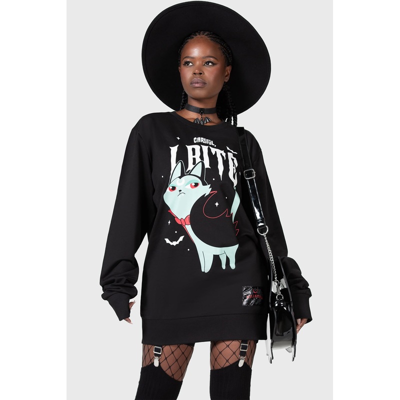 Cat Spat Sweatshirt XS Black 100% Cotton