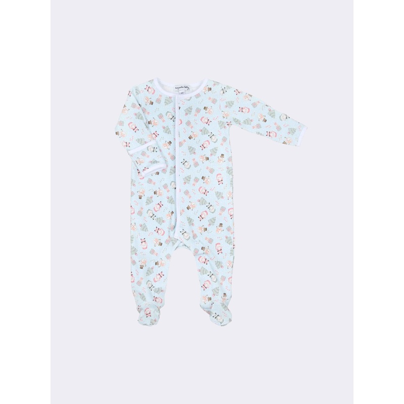 Sweet Little Christmas Print Footie – Blue 3M