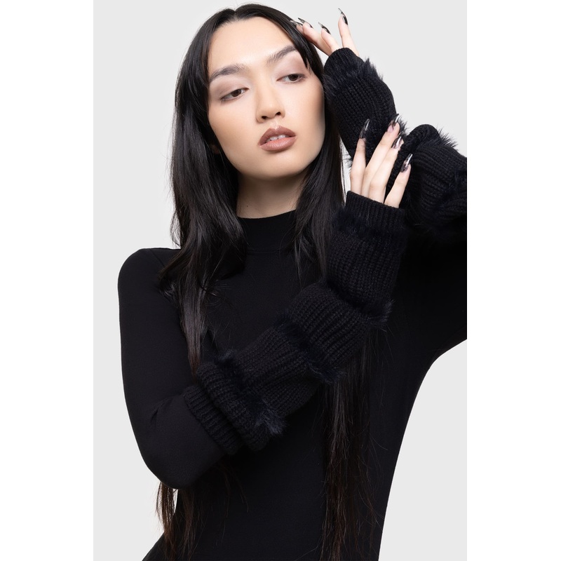 Striped Night Arm Warmers One Size Black 50% Acrylic 50% Polyamide