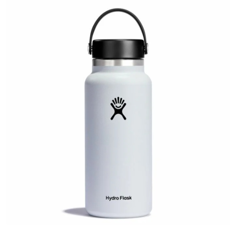 32 oz. White Hydro flask with Wide Mouth Flex Cap