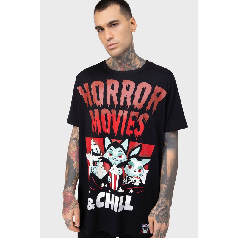 Horror Movies T-Shirt XS Black 100% Cotton