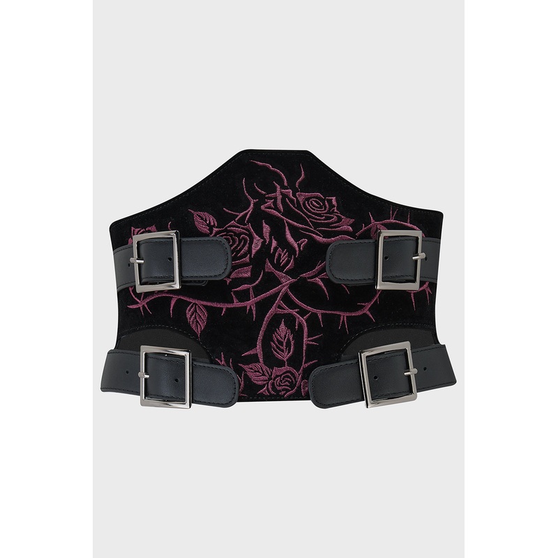Wilted Petals Belt XS-S Black/Purple 100% Polyester