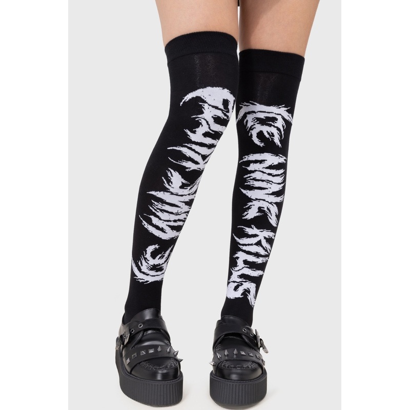 INK Logo Knee High Socks One Size Black 58% Cotton 38% Polyamide 4% Elastane