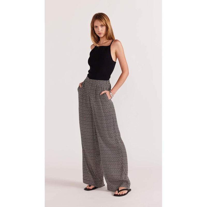 Della Wide Leg Pants XS BLACK/CREAM