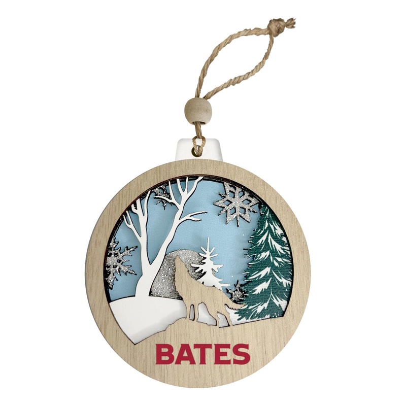 Wooden Round Ornament – Coyote Scene