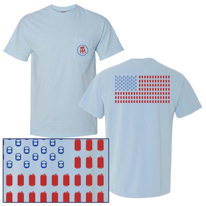 Barstool Can Flag Pocket Tee Light Blue S