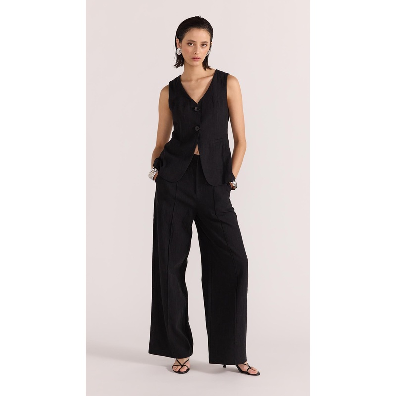 Athena Linen Pants XS BLACK