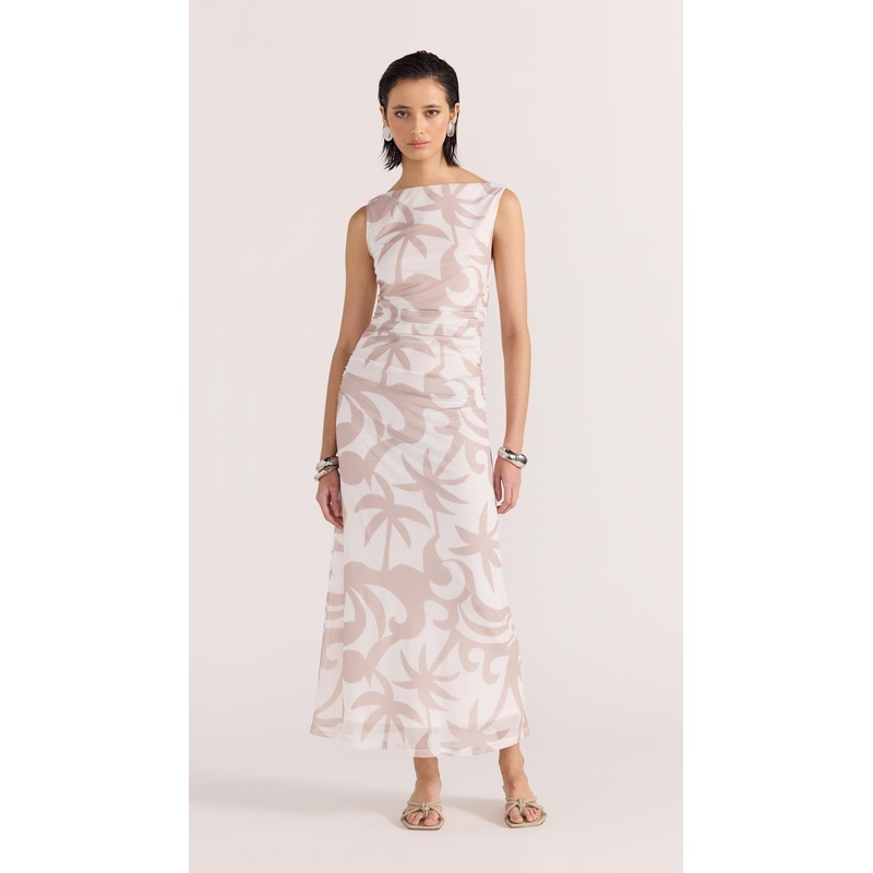 Celeste Mesh Maxi Dress XS WHITE/BEIGE