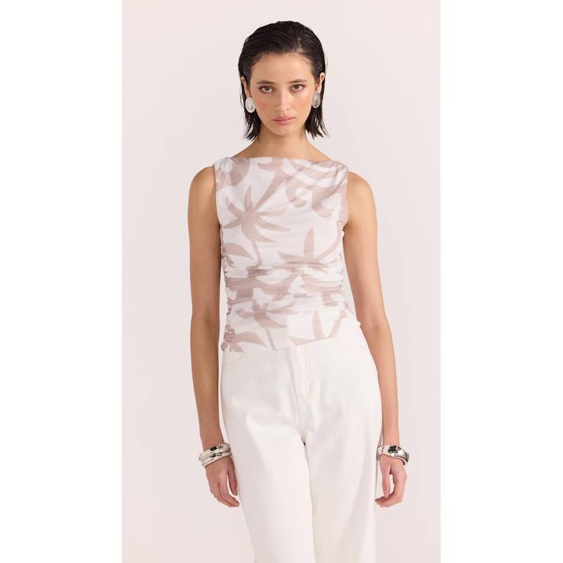 Celeste Mesh Top XS WHITE/BEIGE