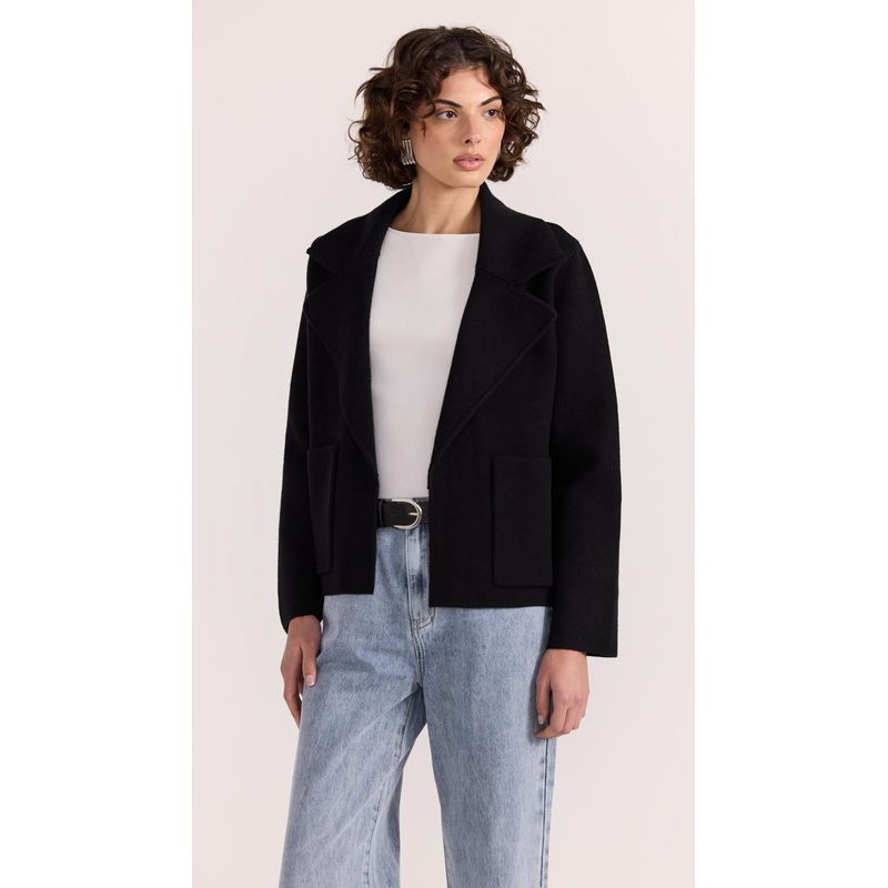 Aiden Crop Coatigan – Black XS Black