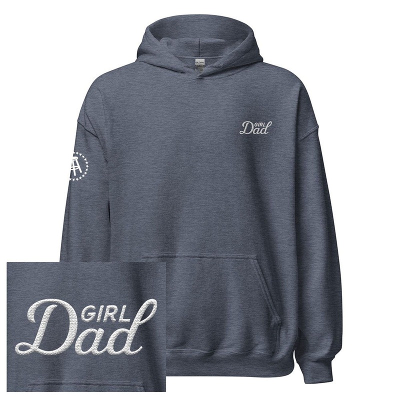 Girl Dad Embroidered Hoodie Heather Navy S