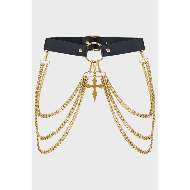 Poised Opulence Belt [Gold] XS-M Black/Gold 100% Polyurethane