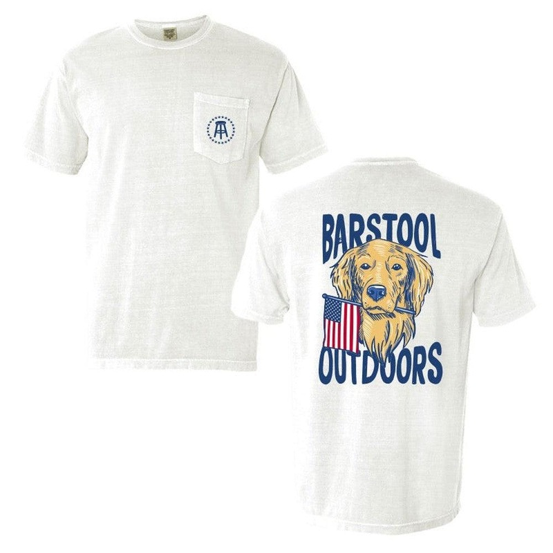 Barstool Outdoors Dog USA Pocket Tee White S