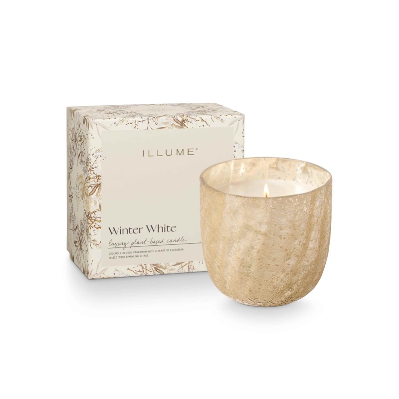 Winter White Large Box Crackle Candle O/S
