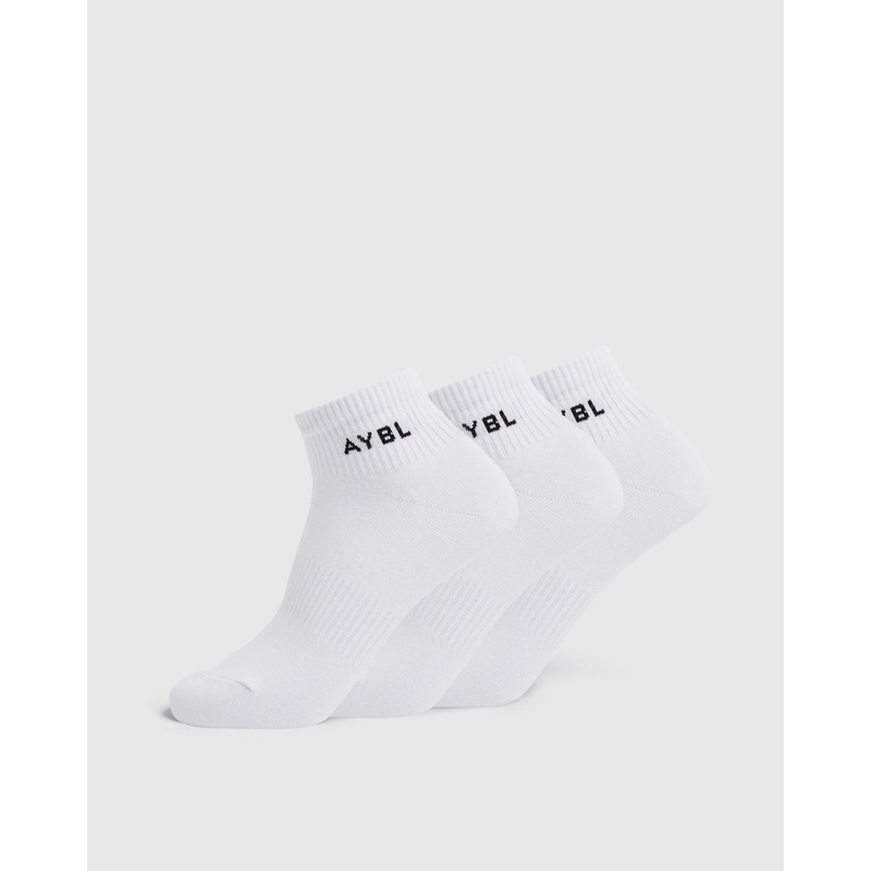 Everyday Ankle Socks (3 Pack) – White S (UK 2-5)
