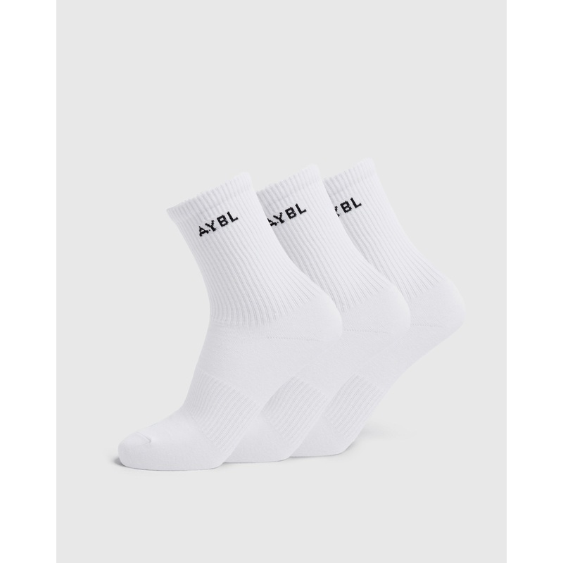 Everyday Crew Socks (3 Pack) – White S (UK 2-5)