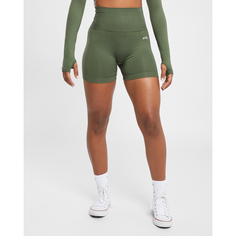Empower Seamless Shorts – Khaki Green XS