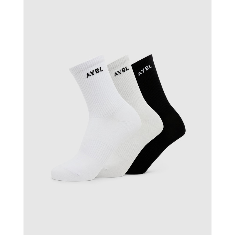 Everyday Crew Socks (3 Pack) – Black/White/Grey S (UK 2-5)