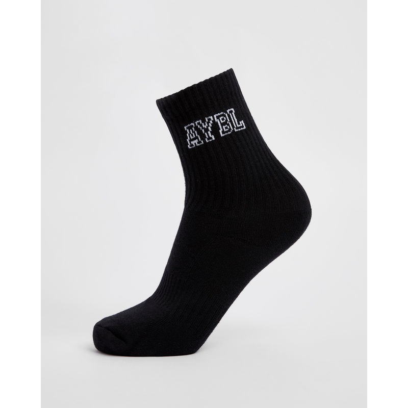 Varsity Crew Socks – Black S (UK 2-5)