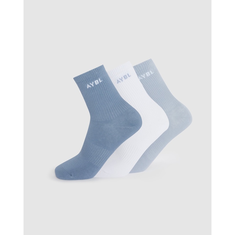 Everyday Crew Socks (3 Pack) – Slate Blue/Light Blue/White S (UK 2-5)