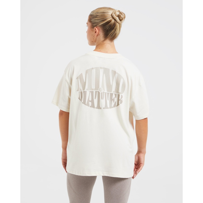 Mind Over Matter Oversized T Shirt – Beige/Brown XS