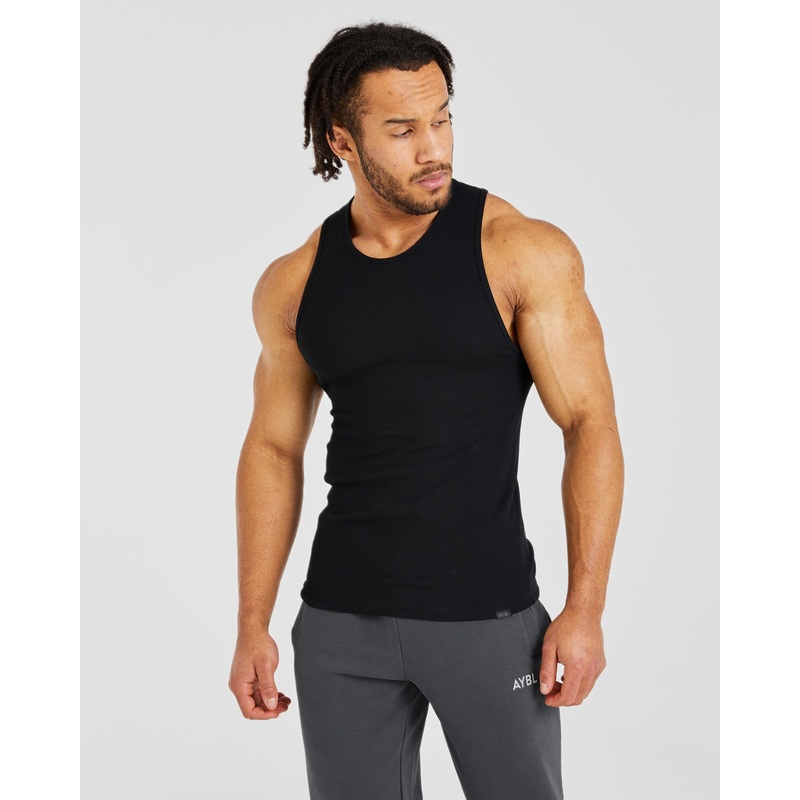 Essential Ribbed Tank – Black XS