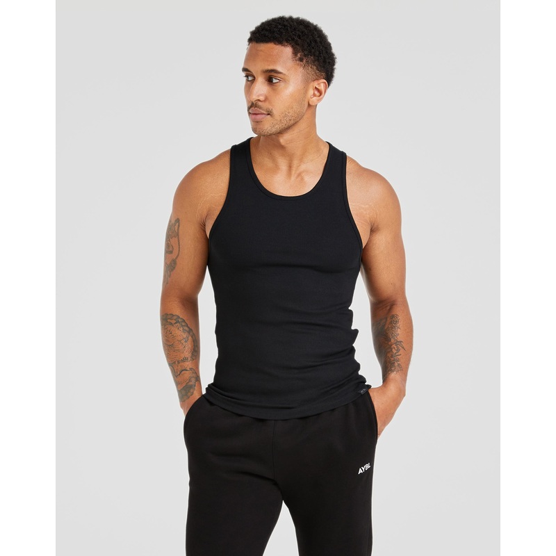 Muscle Ribbed Tank – Black XS