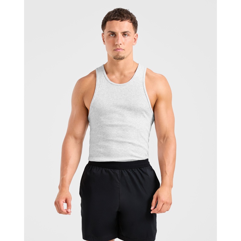Muscle Ribbed Tank – Light Grey Marl XS