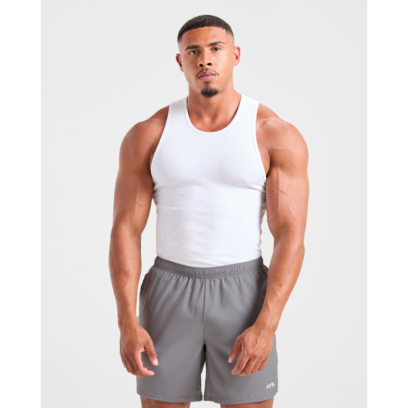 Muscle Ribbed Tank – White XS