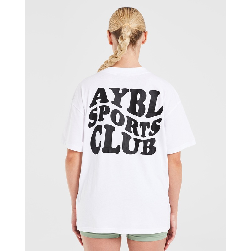 Sports Club Wavy Oversized T Shirt – White XS