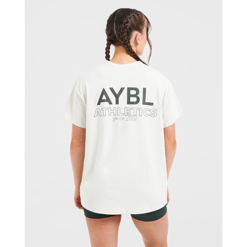 AYBL Athletics Oversized T Shirt – Off White/Green XS