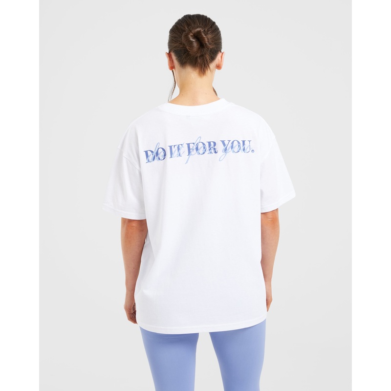 Do It For You Oversized T Shirt – White/Blue XS