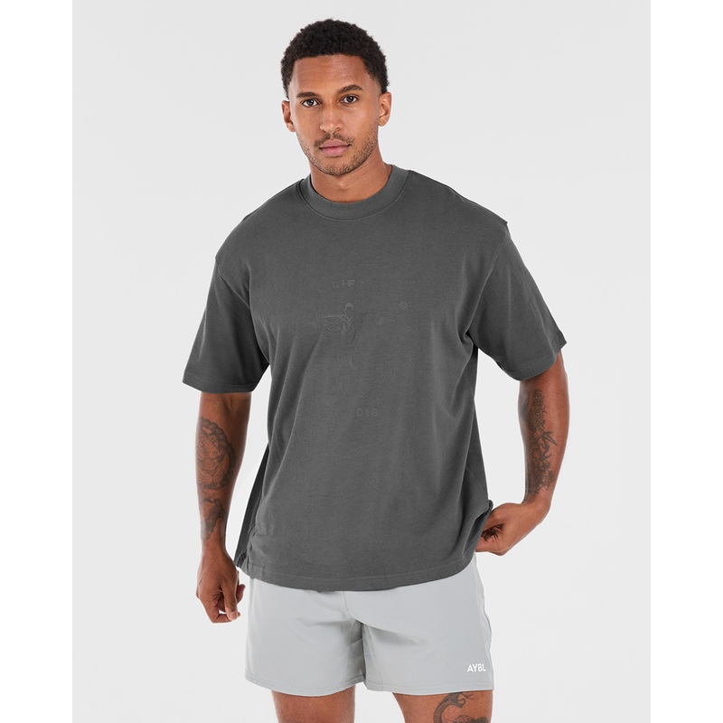 Lift Club Oversized T Shirt – Charcoal XS