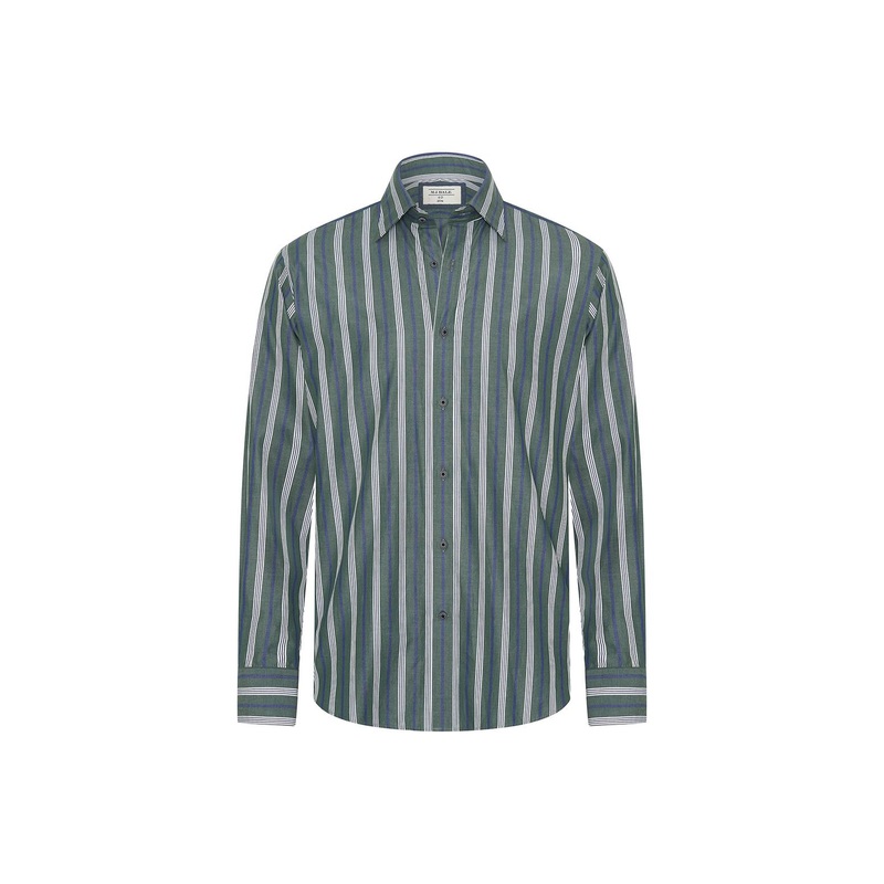 Porteous Shirt Khaki Navy White 36