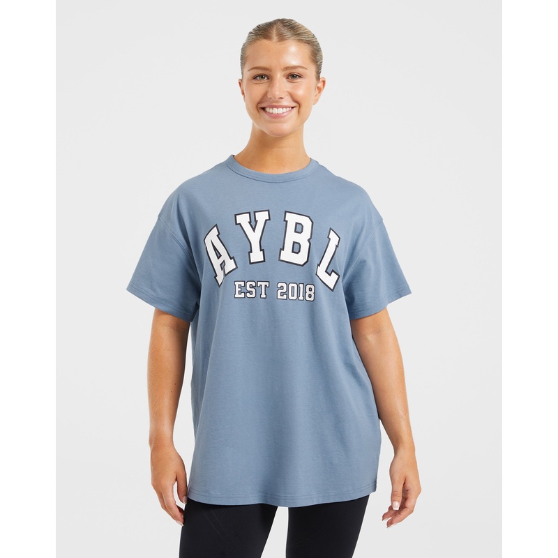 Varsity Oversized T Shirt – Blue XS