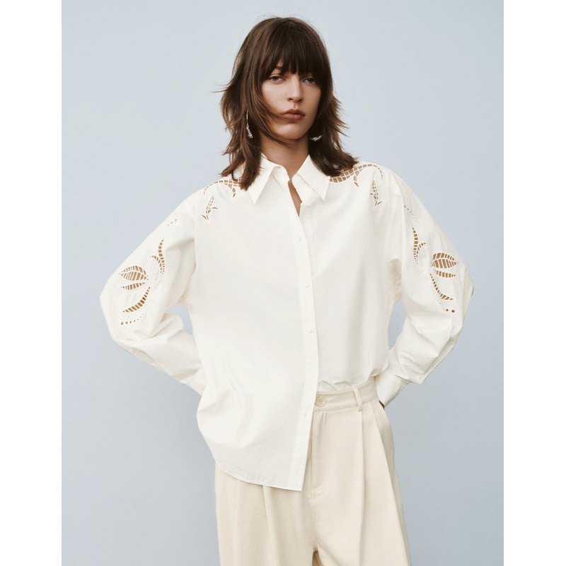 Button Up Straight Shirt White XS
