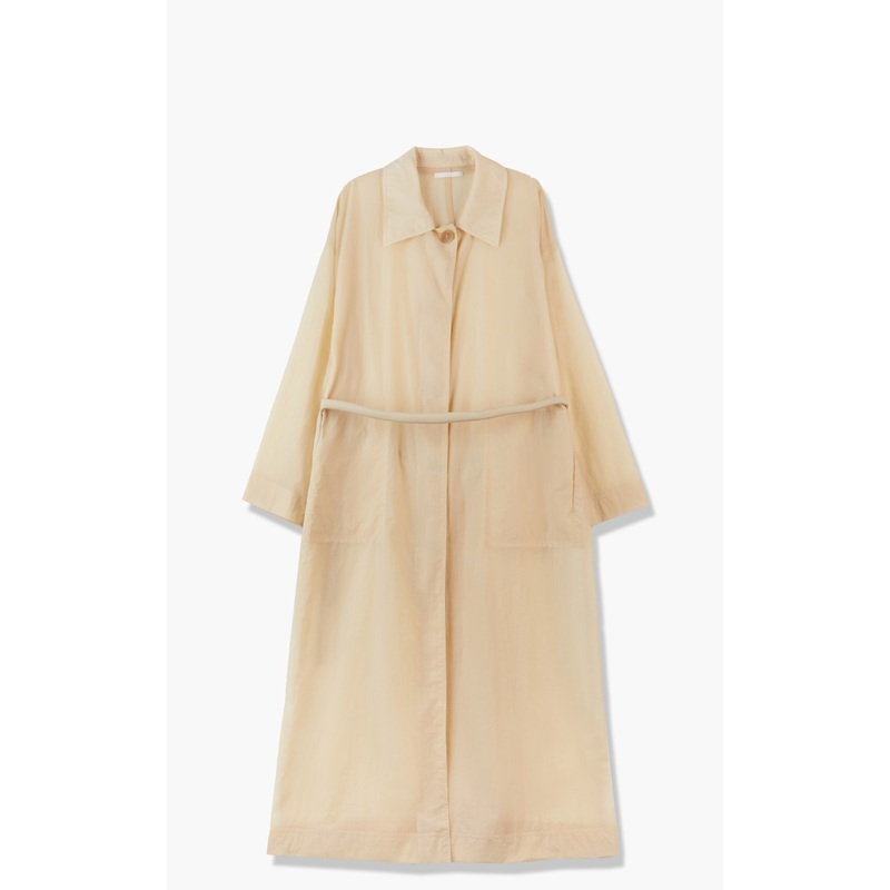 Amomento Sheer Single Trench Coat Light Beige 1