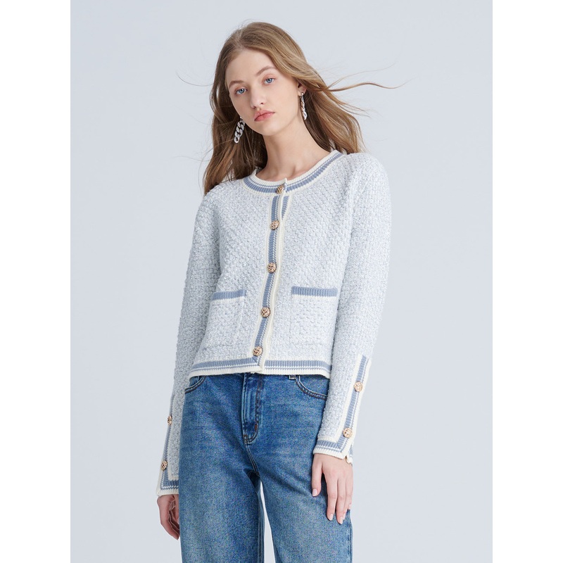 Button Up Knitted Cardigans Blue XS