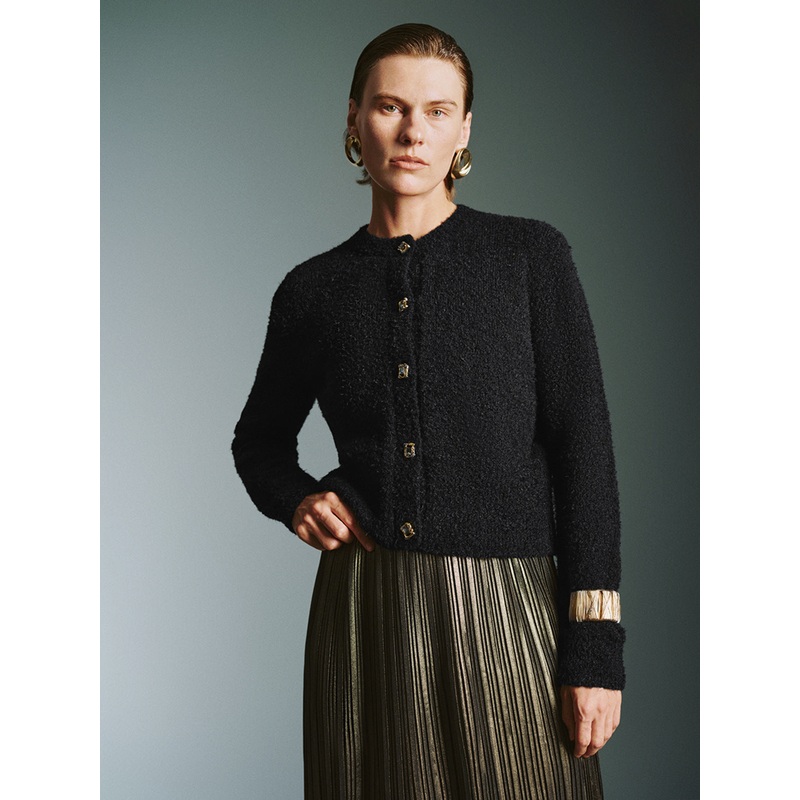 Cropped Knitted Cardigans Black XS